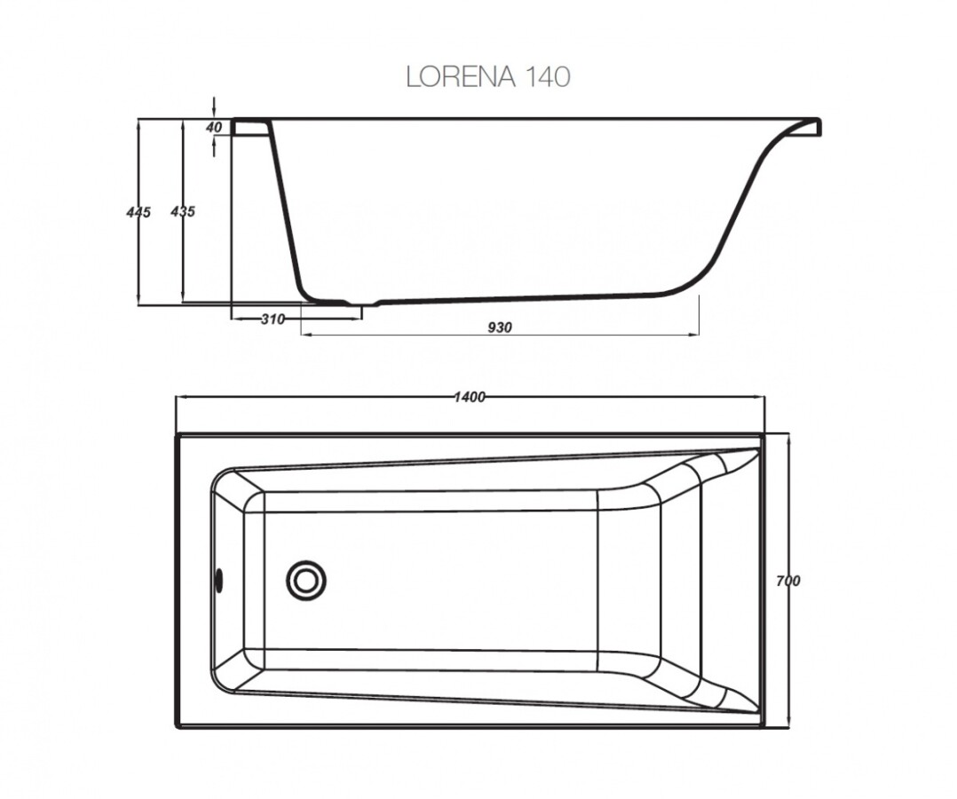 Cersanit Lorena 140*70 ванна акриловая прямоугольная 63345