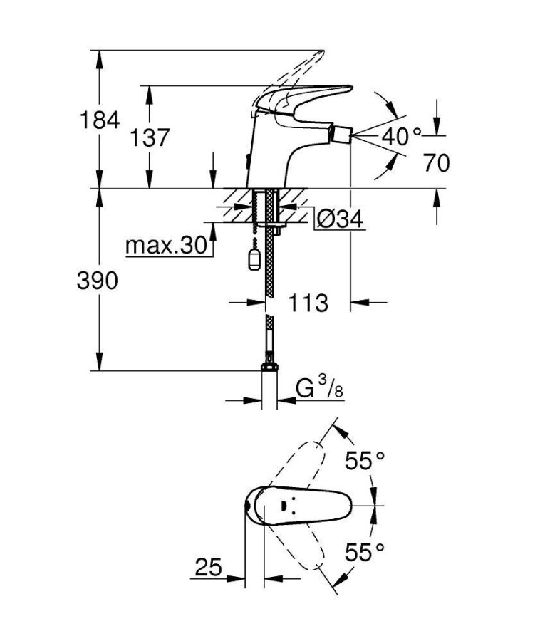 Grohe Eurostyle 23721003 смеситель для биде