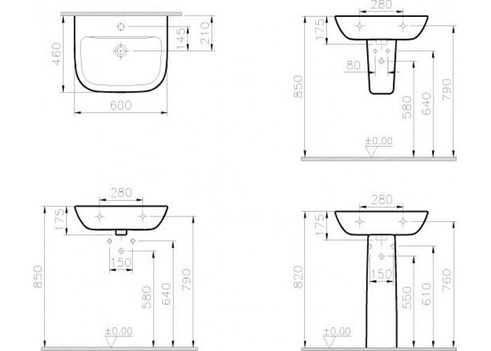 VitrA S20 5503B003-0001 раковина подвесная 60 см