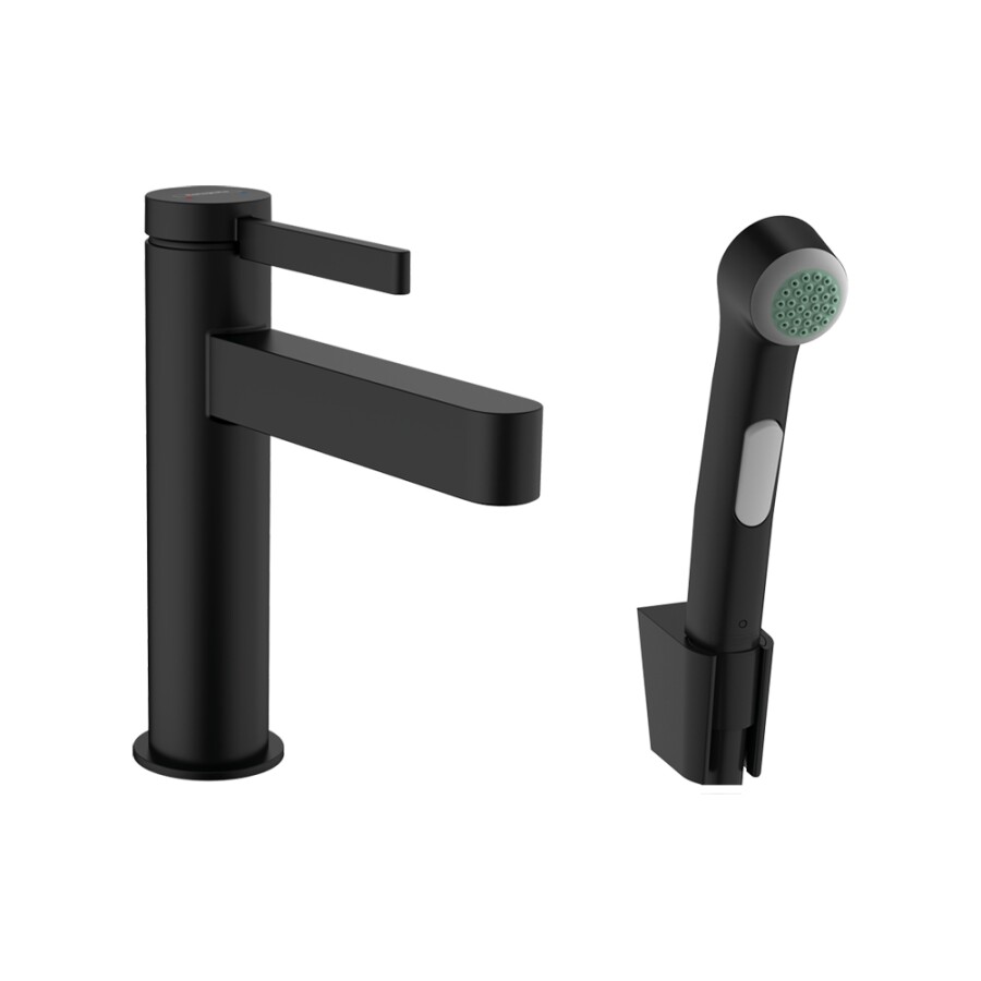 Hansgrohe Finoris Смеситель для раковины 110 с набором для биде со шлангом 1,60 м черный матовый 76210670