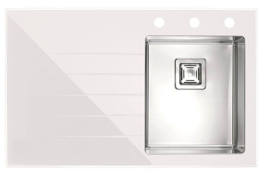 Мойка Alveus Crystalix 10 1099632/1070313 нержавеющая сталь и закаленное стекло белое L/R 86x54 см