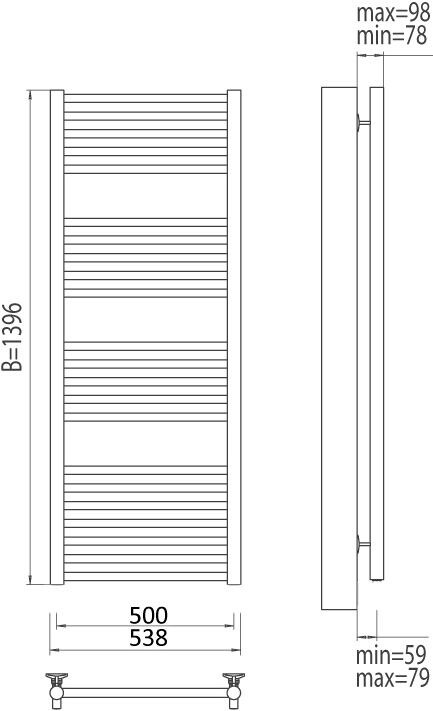 Terminus Альба полотенцесушитель электрический П22 500*1396
