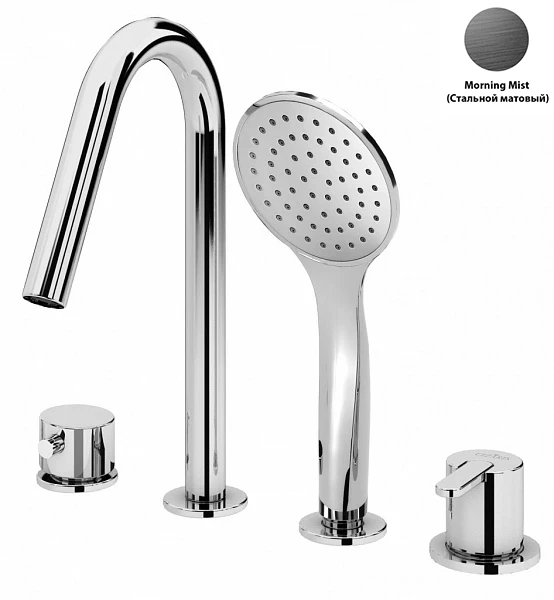 Cezares Leaf смеситель на борт ванны стальной матовый LEAF-BVDM4-MM