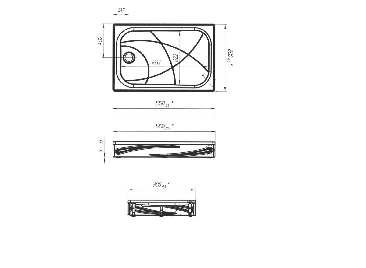 1 Marka Freya NEW прямоугольный 120*80 душевой поддон акриловый 01пфн1280п