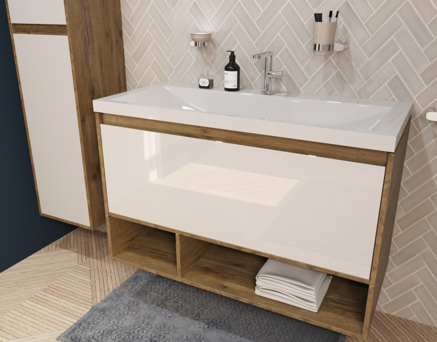 Эстет Monaco Wood 100 тумба с раковиной подвесная, 1 ящик ФР-00010686