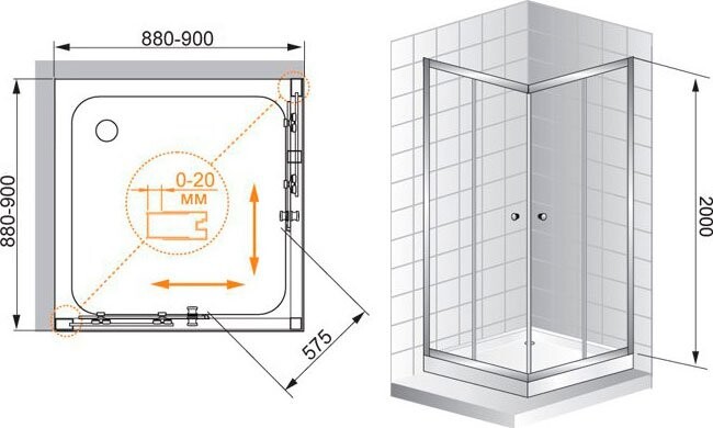 Cezares ANIMA-W-A-2-90-C-Cr-IV душевое ограждение 90*90*200