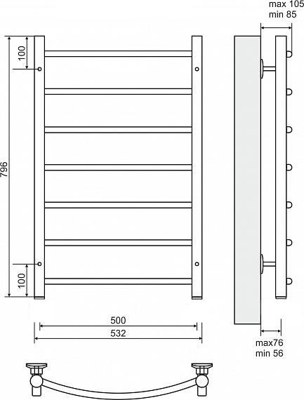 Terminus Классик полотенцесушитель электрический П7 500*796
