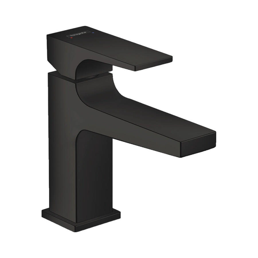 Hansgrohe Metropol Смеситель для раковины 100 с рычаговой рукояткой, клапаном Push-Open, черный матовый 32500670