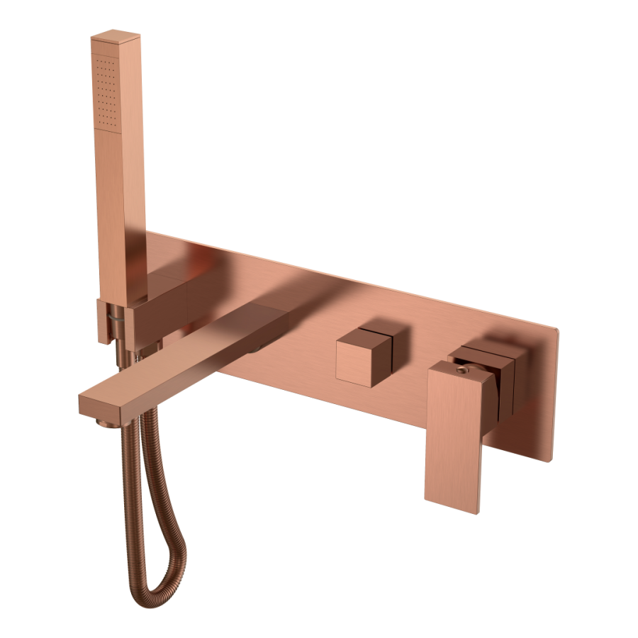 Смеситель для ванны с душевым гарнитуром Boheme Qubic Copper Brushed 474-2-CB