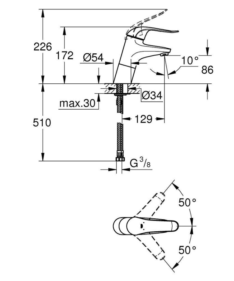 Grohe Euroeco Special Grande 32765000 смеситель для раковины 46 мм