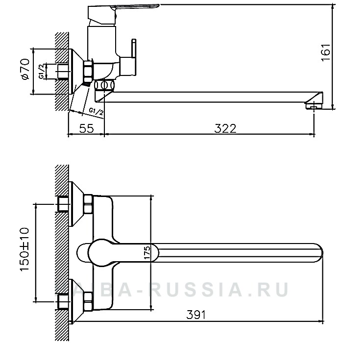 Смеситель для ванны HB22557-8 белый хром