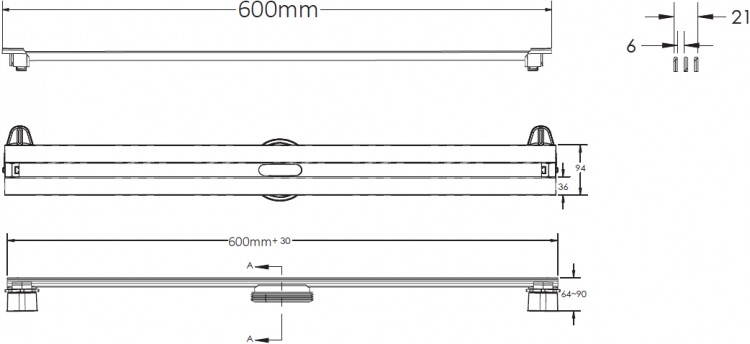 Berges Wasserhaus Super Slim 090152 Душевой лоток 600 мм
