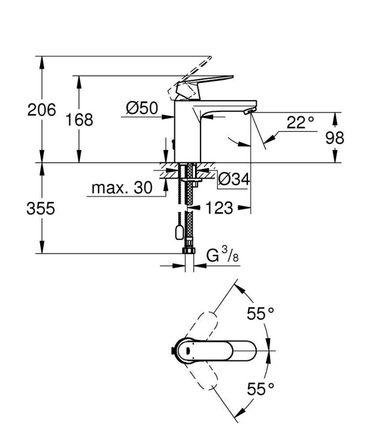 Grohe Eurosmart Cosmopolitan 23326000 смеситель для раковины 35 мм