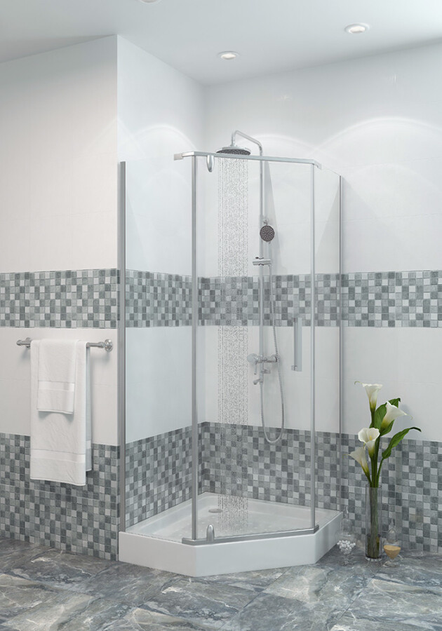 JY029 Душевое ограждение 100х100х185 трапеция (без поддона), прозрачное стекло EG220001