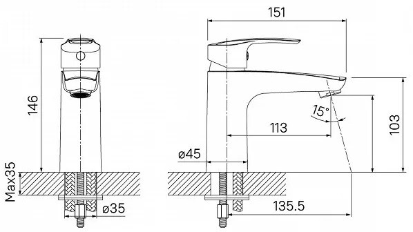 Iddis Ray RAYSB00i01 смеситель для раковины 35 мм