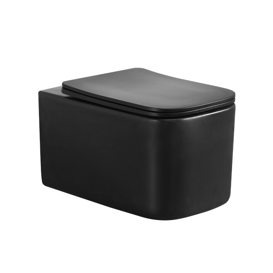 Унитаз подвесной Boheme Mane Черный матовый c крышкой 970-SET-B