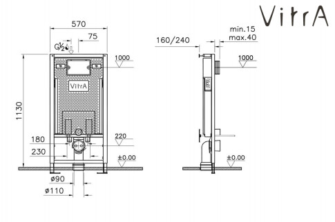 VitrA Pro 750-5800-01 инсталляция для унитаза