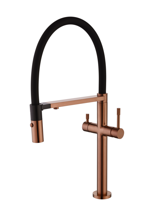 Смеситель для кухни Boheme Kitchen Uno Copper Brushed 115-CB c краном для питьевой воды