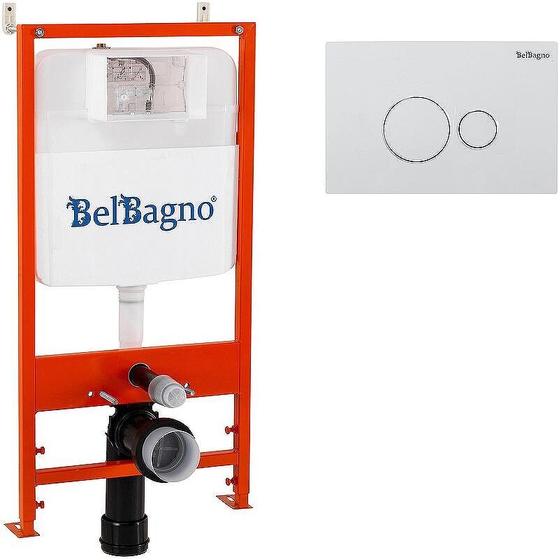Инсталляция BelBagno BB026/BB082BL с Белой глянцевой клавишей смыва
