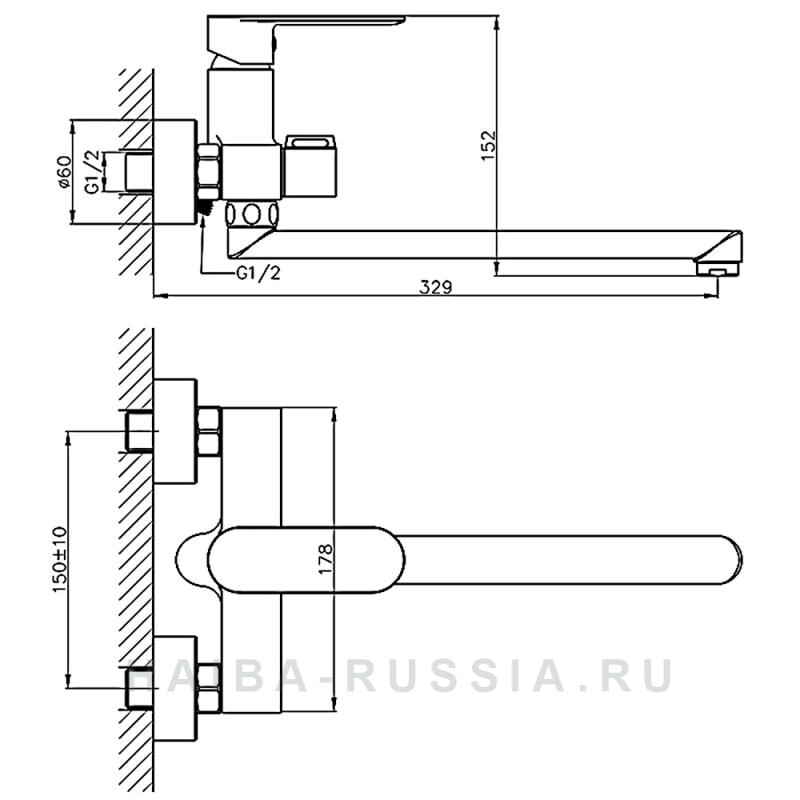 Смеситель для ванны HB22590-7 черный