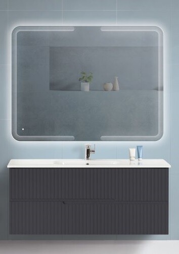 Cezares тумба с раковиной DUET-1200-2C-SO-GR-P+CZR-NAT-120-LVB 117х45х50 черный