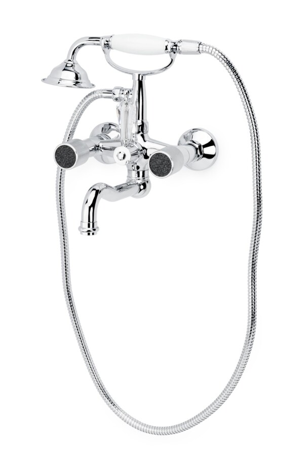 Смеситель для ванны с душевым комплектом Boheme Royal Cristal Хром переключатель Swarovski 273-Royal/CRST black