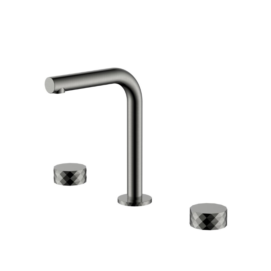 Смеситель для раковины Boheme Stick ручка Diamond на 3 отв. Shine Gun Metal 152-SGM.1