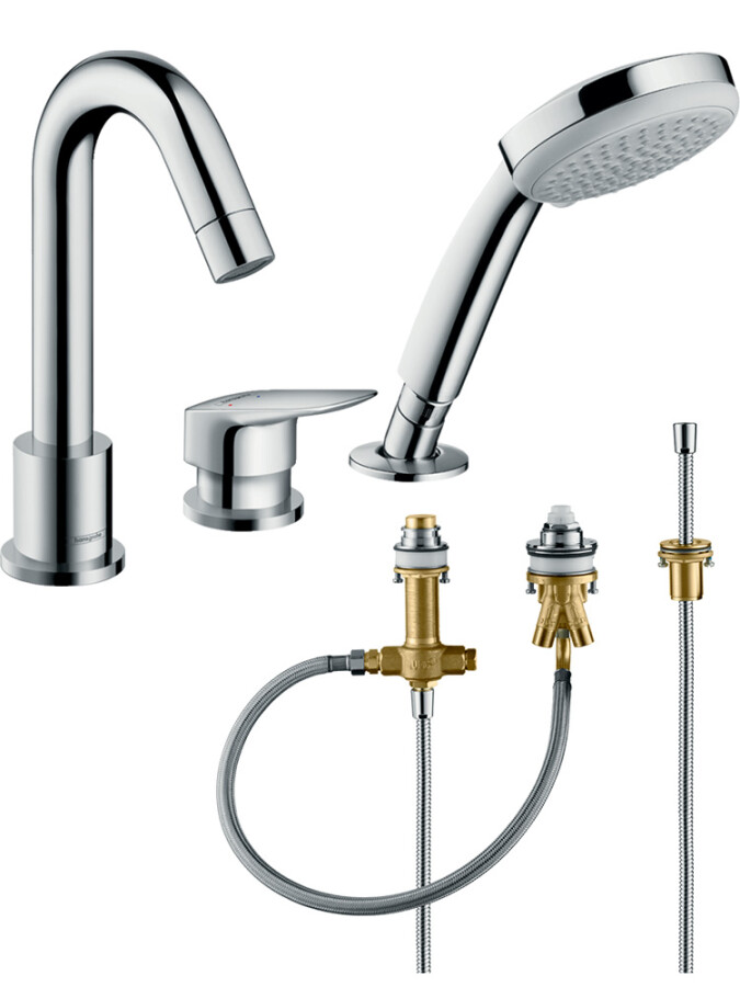 Hansgrohe 71313000S Set HG Logis смеситель для ванны на 3 отверстия (71313000+13439180)