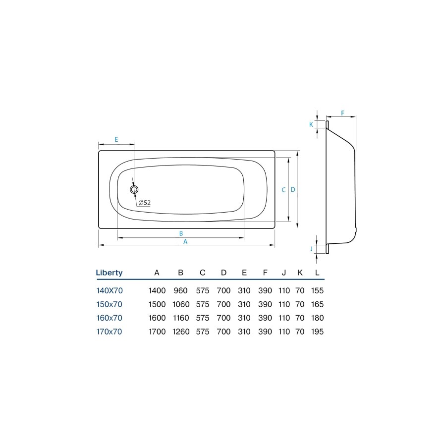 Koller Pool Liberty 150*70 ванна стальная 88 865