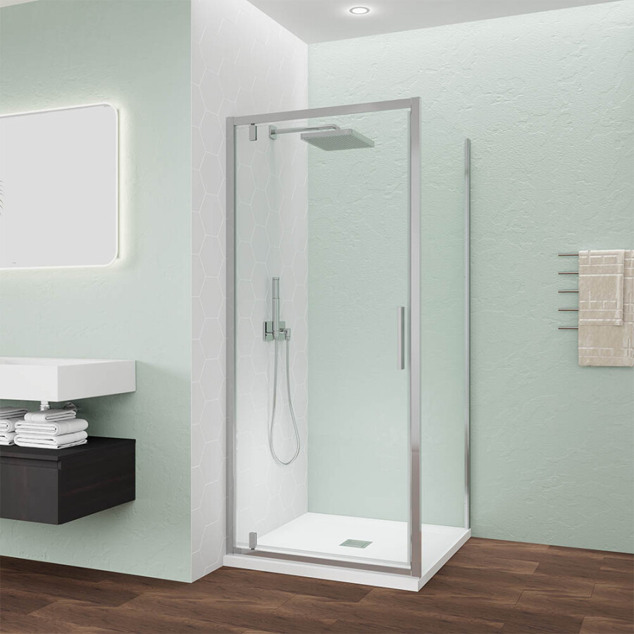 Душевой угол Veconi Ottimo P30SP CH (80×80×190) распашная, профиль хром, стекло прозрачное OP30CH-SP-8080-01-C9