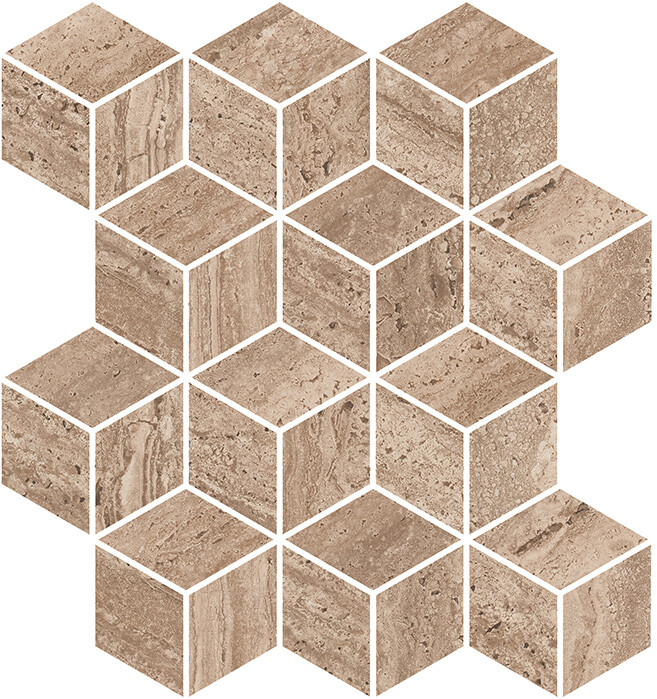 Керамическая плитка Декор Kerama Marazzi Прованс Про Травертин мозаичный коричневый светлый матовый обрезной 34,5x37x0,9 KMD2MSM018BR
