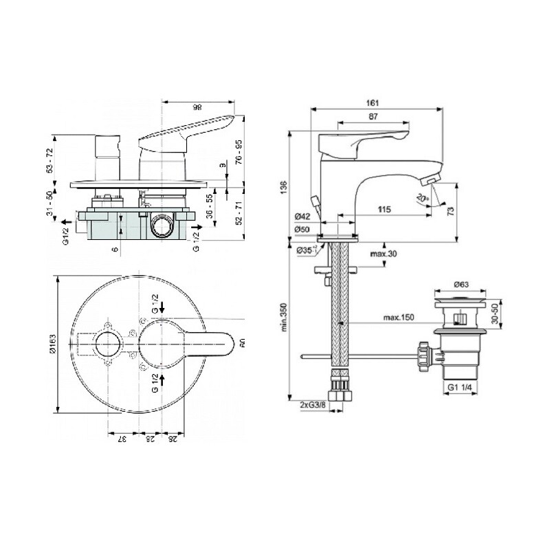 Комплект Ideal Standard Esla BD002XC, 6 в 1