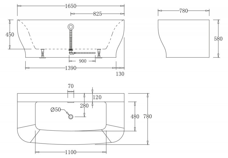 BelBagno Nero BB74-NERO 165*78 ванна акриловая прямоугольная