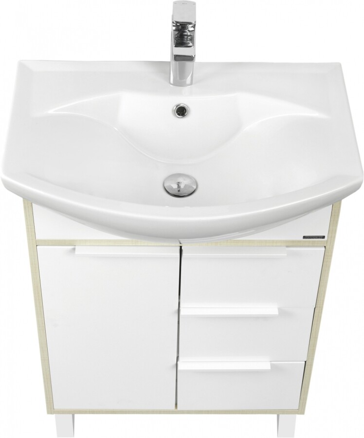 Акватон Рико 65 тумба с раковиной 1A2133K1RIB90 напольная, белая / ясень фабрик