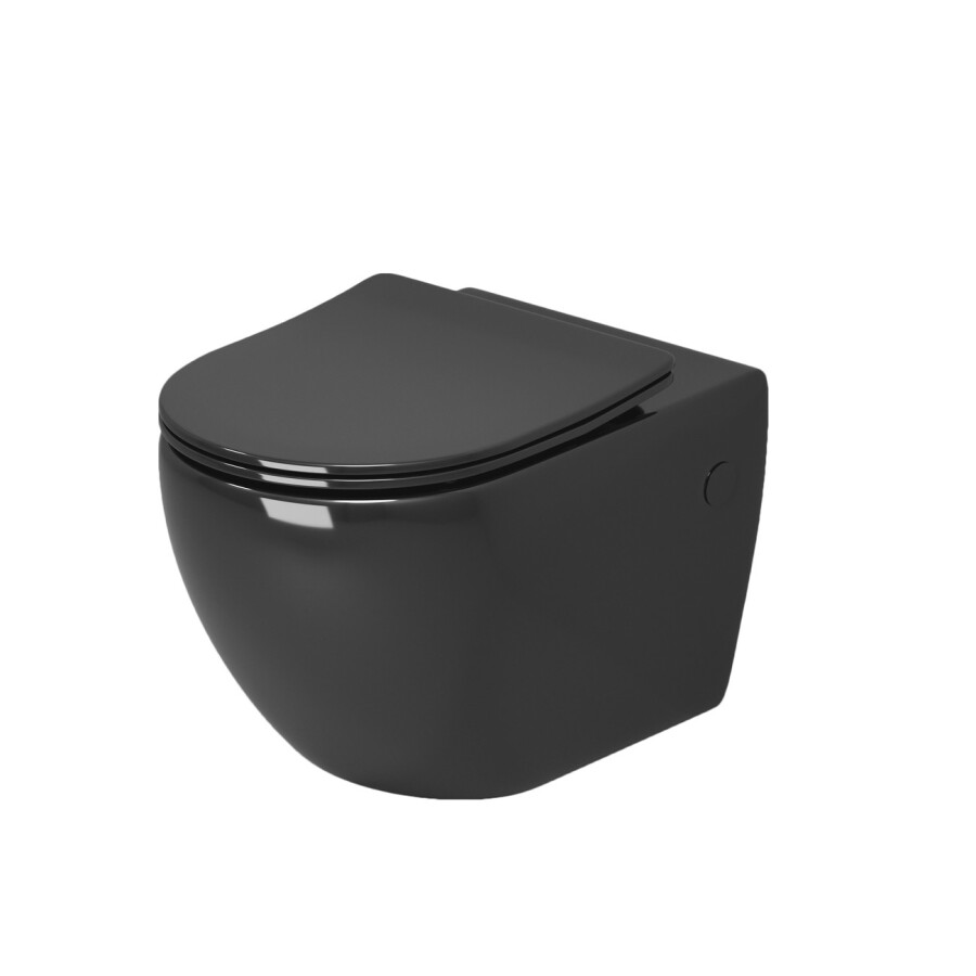 Унитаз подвесной Grossman Color GR-4411BS (560х360х350) безободковый,черный с тонкой крышкой,микролифт,1 место GR-4411blackS