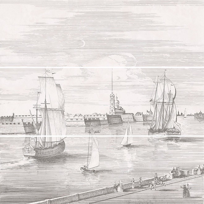 Kerama Marazzi Город на воде 75х75 см панно из 3 шт светло серый 12108R\3x\3F