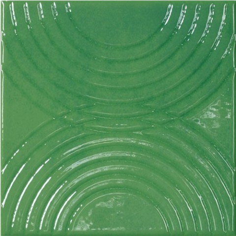 Tubadzin Majolika Punto 14 20х20 см декор настенный зеленый