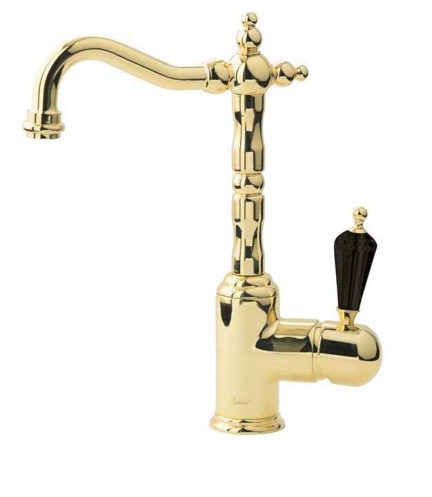 Смеситель для раковины высокий Boheme Tradizionale Nero Золото Черная керамика 252