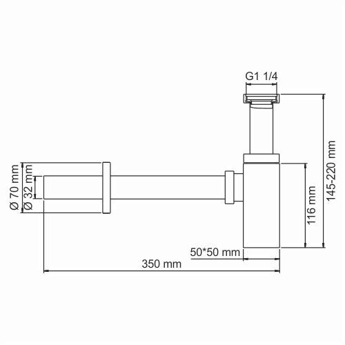 WasserKRAFT A169 сифон для раковины черный