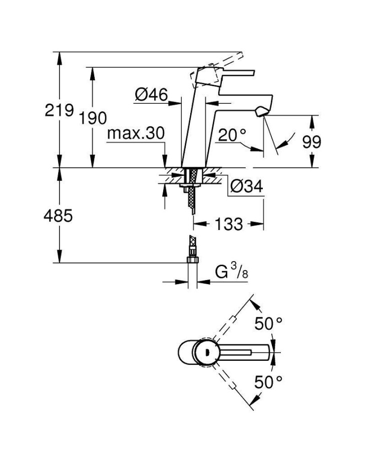 Grohe Concetto 23451001 смеситель для раковины 28 мм