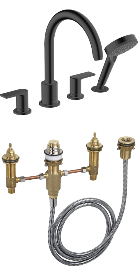 Hansgrohe 71459670S Set HG Vernis Shape смеситель на край ванны на 4 отверстия (71459670+13244180) матовый черный