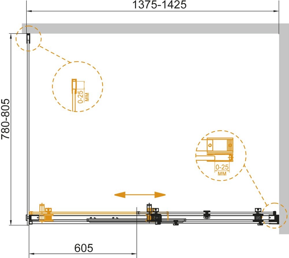 Cezares STYLUS-SOFT-AH-1-140/80-C-Cr душевое ограждение 140*80*195