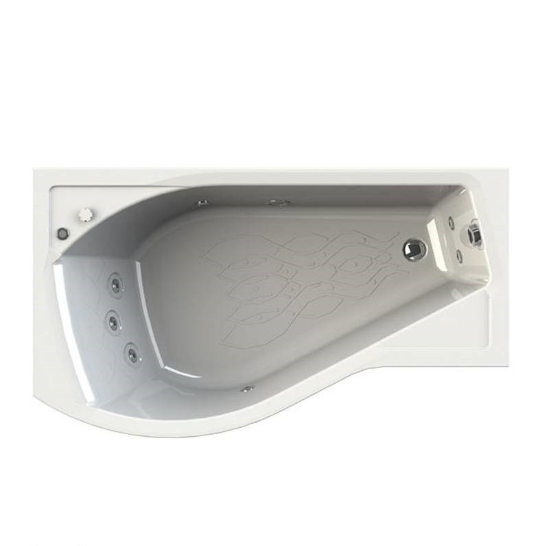 Wachter Миранда 168x95 см ванна акриловая асимметричная с гидромассажем и фронтальной панелью хром левая