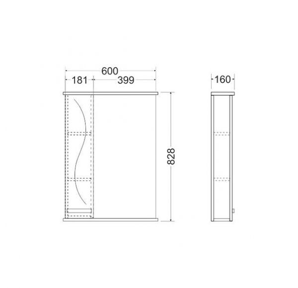 Зеркало-шкаф Mirsant Сандра 60/2 60*82 L УТ000046034