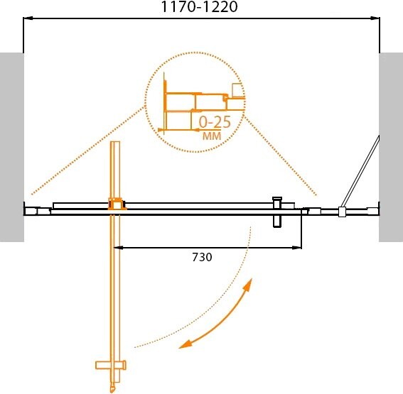 Cezares MOLVENO-BA-11-100+20-C-Cr-IV душевые двери 120*195
