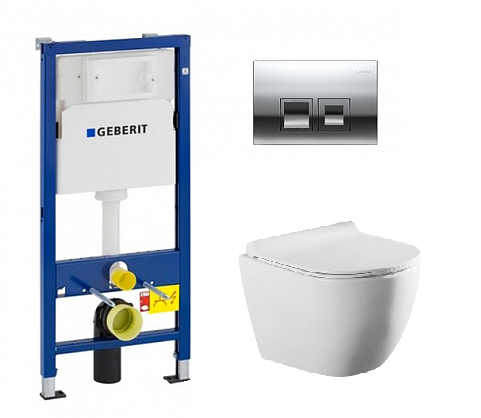 Инсталляция Geberit Duofix Delta 458.149.21.1 с клавишей и унитазом Azario AZ2196D