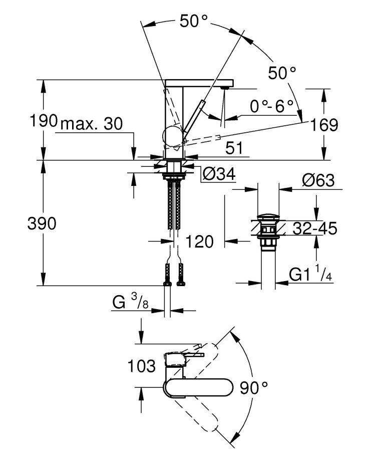 Grohe Plus 23872003 смеситель для раковины 28 мм
