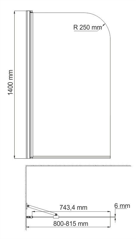 WasserKRAFT Leine 35P01-80 Fixed 80*140 шторка на ванну