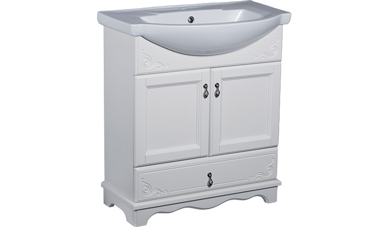 BAS Варна тумба напольная с умывальником 1 выдвижной ящик 75 см цвет белый