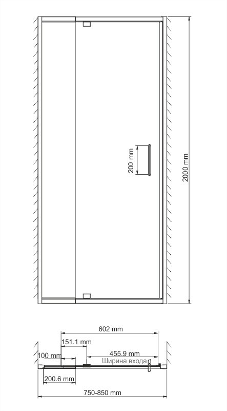 WasserKRAFT Berkel 48P27 душевые двери 80*200